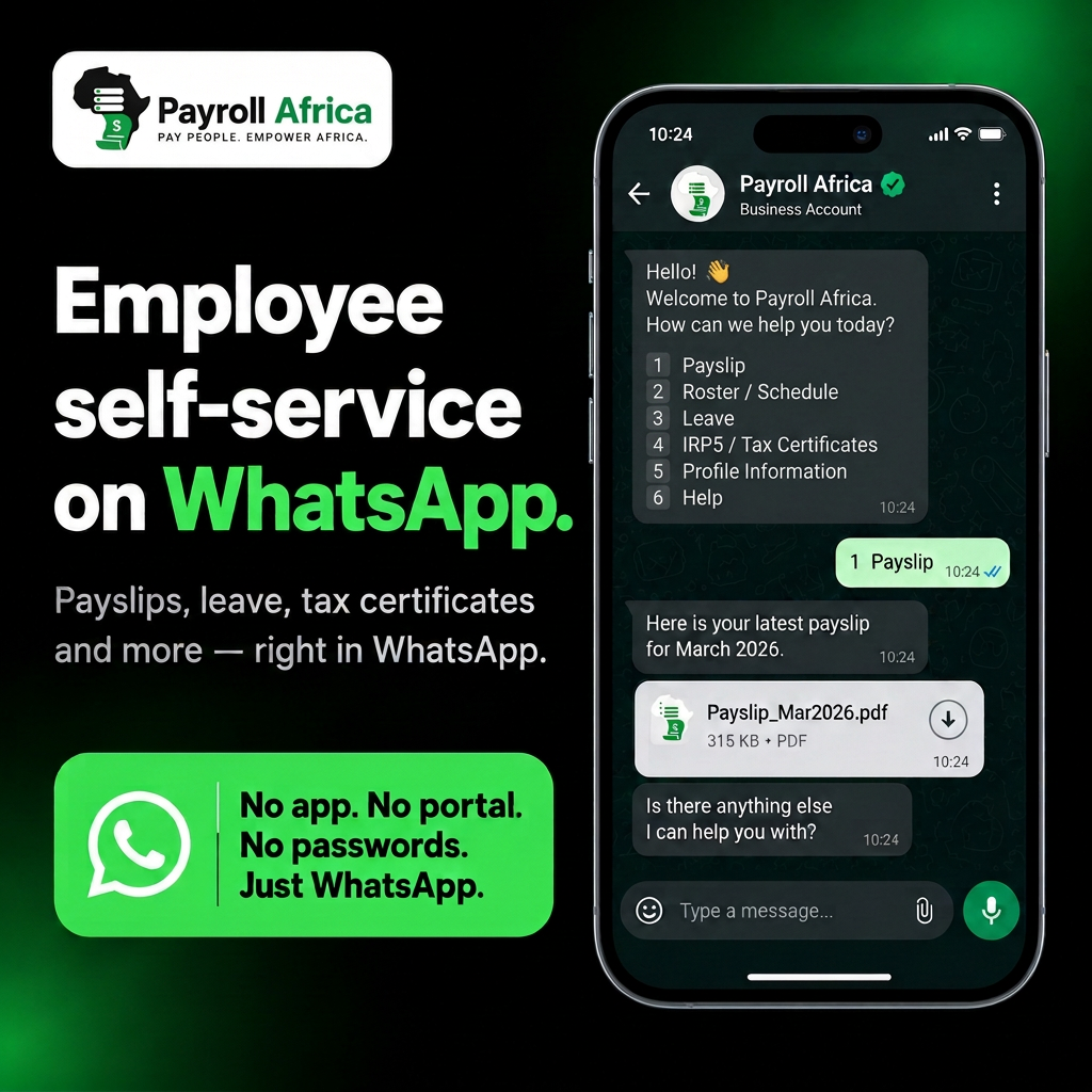 Payroll Africa employee self-service on WhatsApp